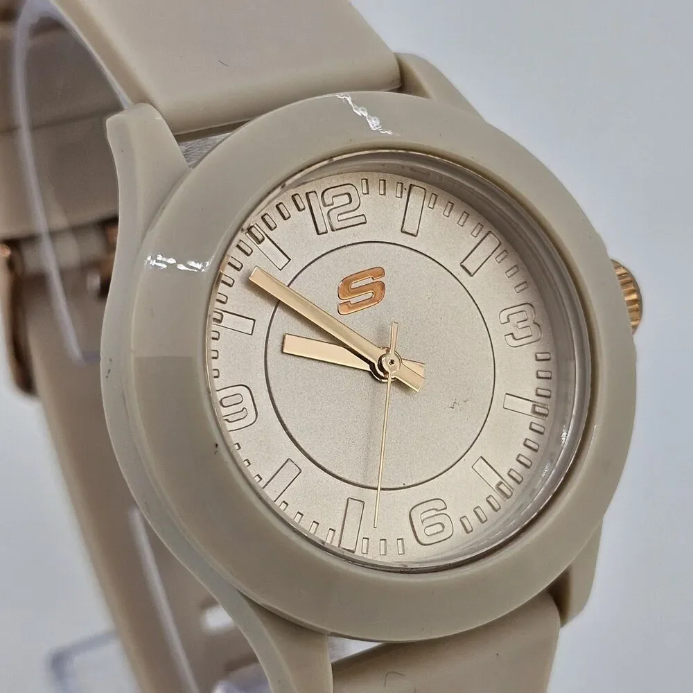 Sketchers Women's‎ Watch 40MM Beige Dial Beige Plastic Bands New Battery